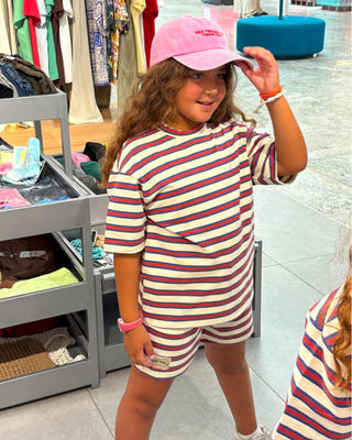 Blue & Red Striped Kids Tee Kids Oversized Tee IN YOUR SHOE 4-5 