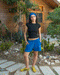 Blue Striped Bow Shorts
