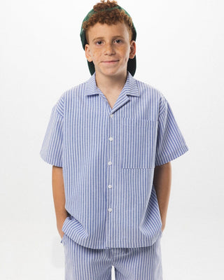 Blue Striped Kids Boxy Shirt kids Shirts IN YOUR SHOE 
