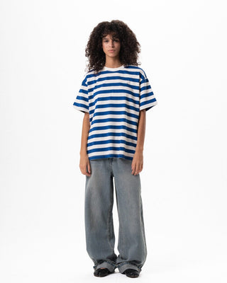 Blue Striped Oversized Tee Striped Oversized Tees IN YOUR SHOE 