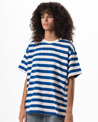 Blue Striped Oversized Tee Striped Oversized Tees IN YOUR SHOE 