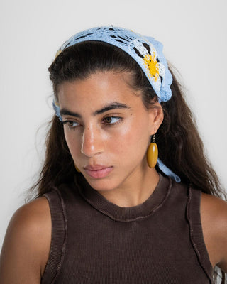 Blue Sunflower Crochet Bandana Bandana IN YOUR SHOE 