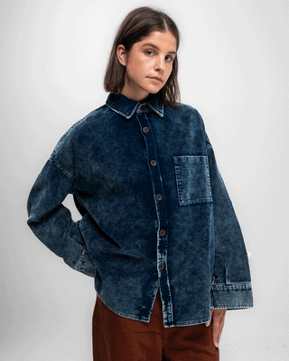 Blue Super Oversized Washed Corduroy Shirt Corduroy Shirts IN YOUR SHOE 
