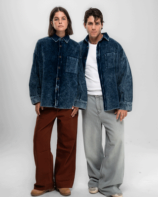 Blue Super Oversized Washed Corduroy Shirt Corduroy Shirts IN YOUR SHOE 