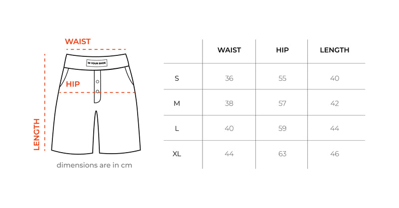 Blue Pink Multicolor Plaid Boxer Shorts size chart