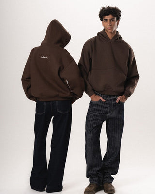 Brown Basic Heavy Boxy Hoodie Plain Hoodies IN YOUR SHOE S 