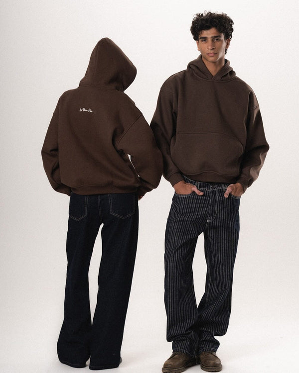 Brown Basic Heavy Boxy Hoodie