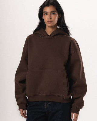 Brown Basic Heavy Boxy Hoodie Plain Hoodies IN YOUR SHOE L 