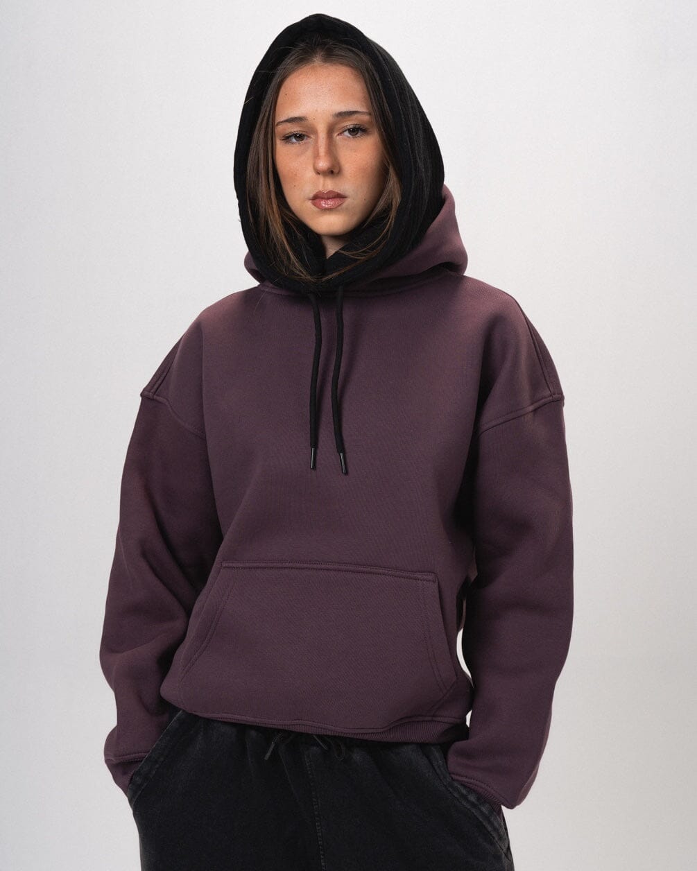 Brown Basic Heavy Oversized Hoodie Plain Hoodies IN YOUR SHOE L 