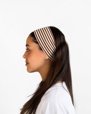 Brown & Creme Striped Headband Headband IN YOUR SHOE 