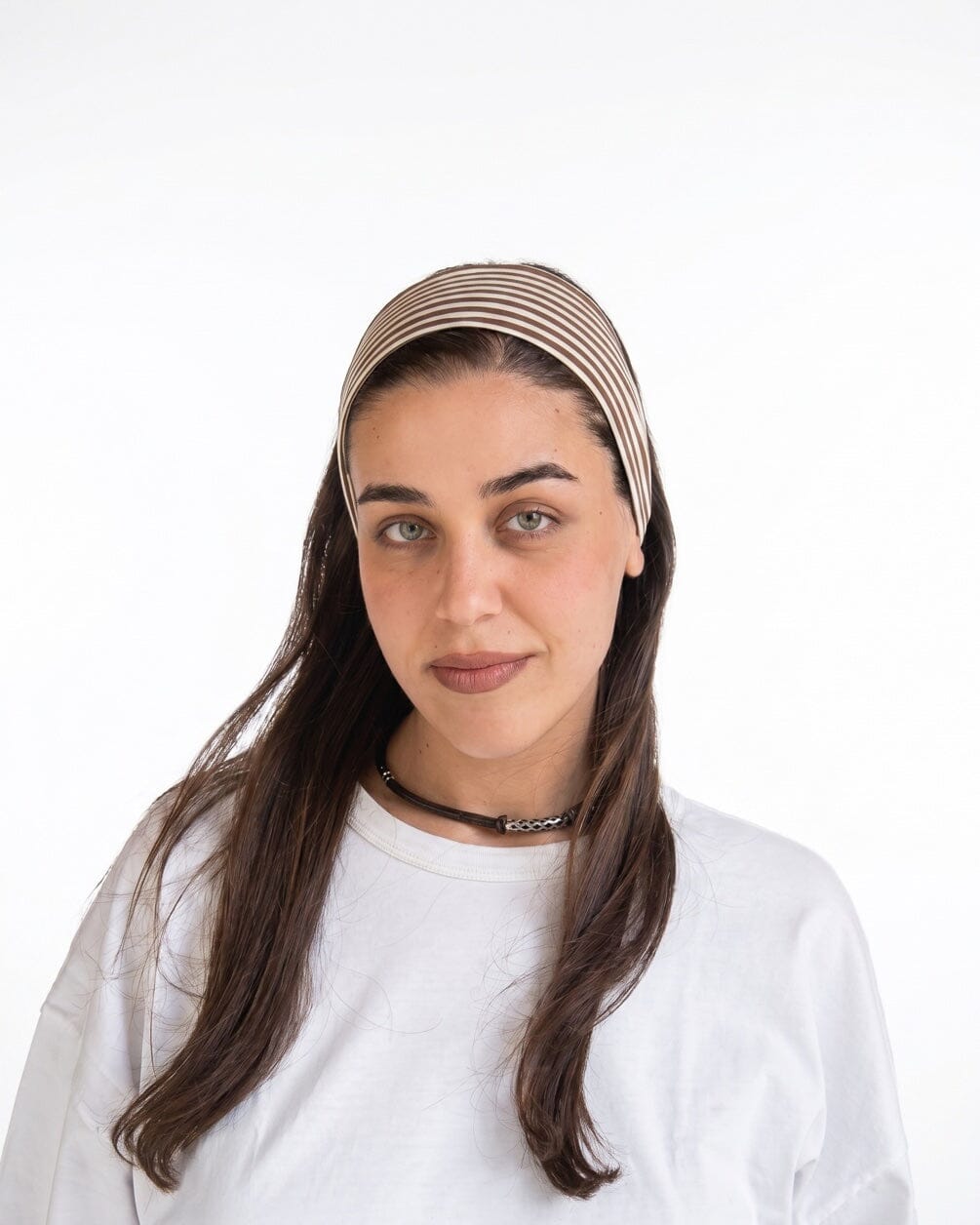Brown & Creme Striped Headband Headband IN YOUR SHOE 