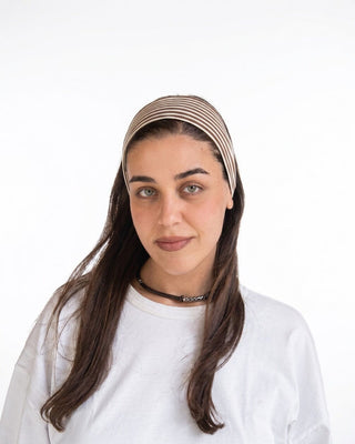 Brown & Creme Striped Headband Headband IN YOUR SHOE 
