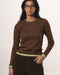 Brown Double Layered Long Sleeve Top