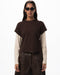 Brown Double Layered Long Sleeve Top
