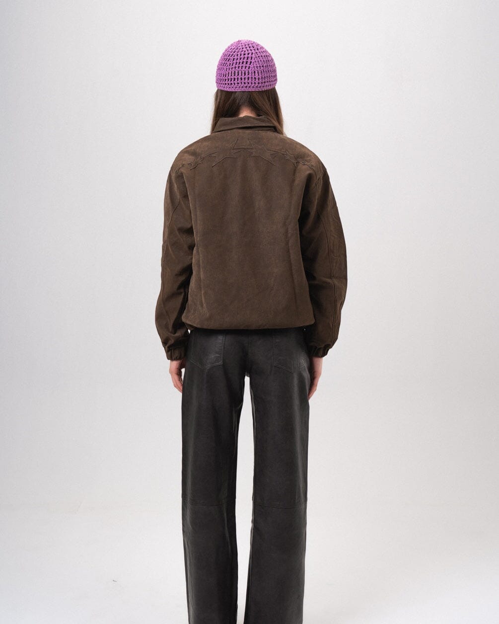 Brown Embroidered Oversized Leather Jacket Leather Jacket IN YOUR SHOE 