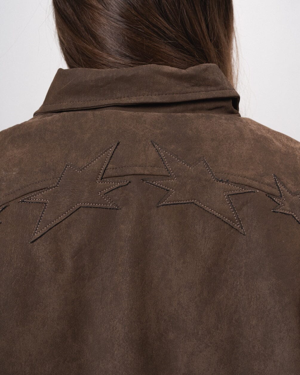 Brown Embroidered Oversized Leather Jacket Leather Jacket IN YOUR SHOE 