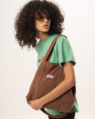 Brown Gabardine Tote Bag Gabardine Tote Bags IN YOUR SHOE 