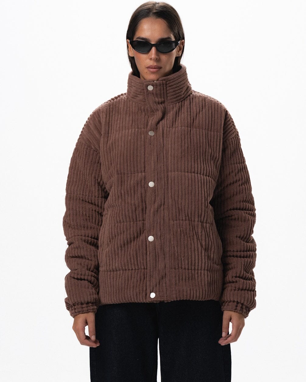 Brown Oversized Corduroy Puffer Jacket Curduroy Jackets IN YOUR SHOE M 