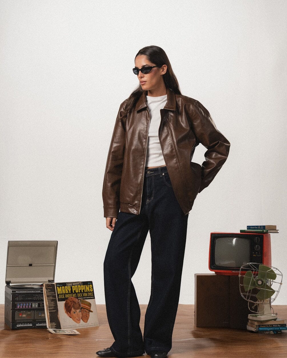 Brown Oversized Leather Jacket Leather Jacket IN YOUR SHOE M 