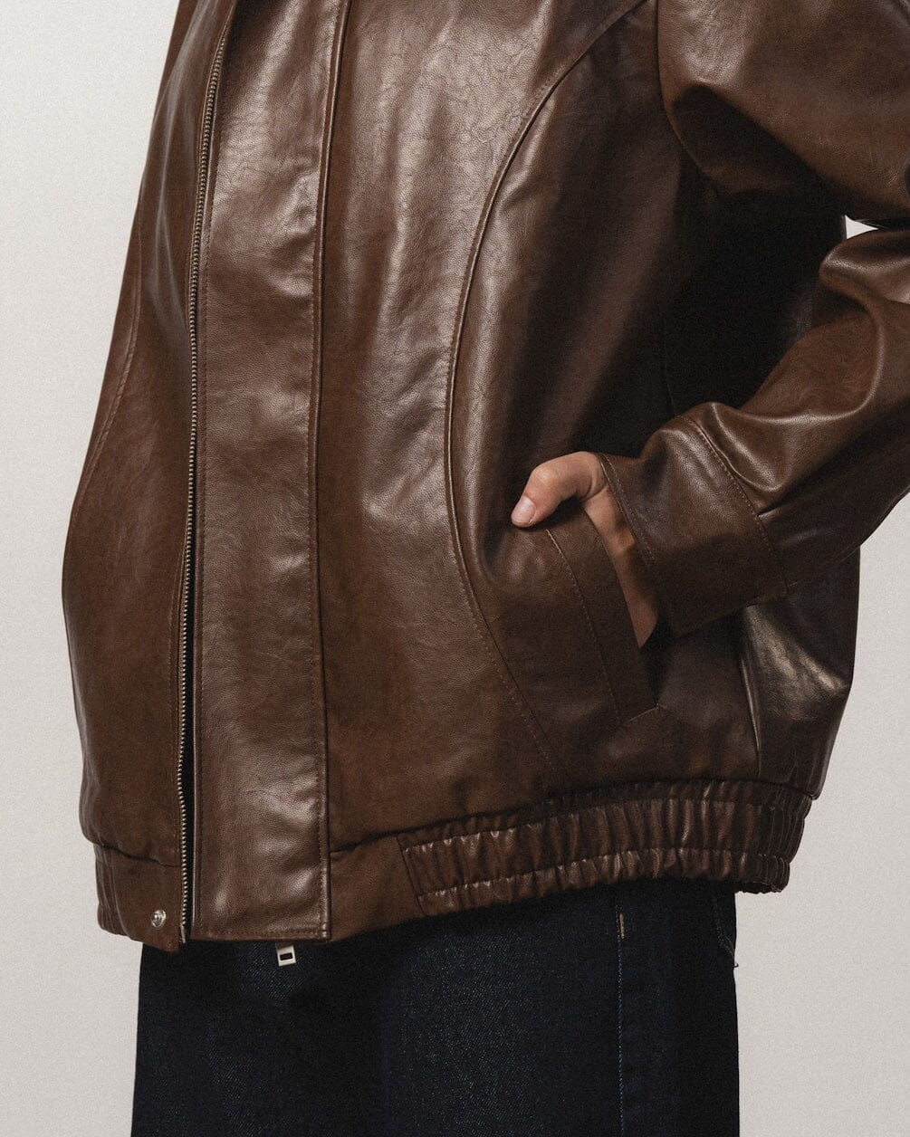 Brown Oversized Leather Jacket Leather Jacket IN YOUR SHOE 