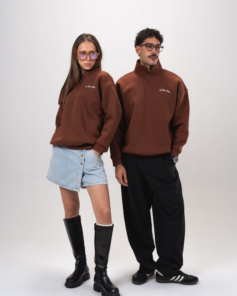 Brown Oversized Quarter Zipper Quarter Zipper IN YOUR SHOE S 