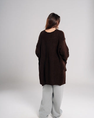 Brown Oversized Sleeves Cardigan Cardigans IN YOUR SHOE L-XL 