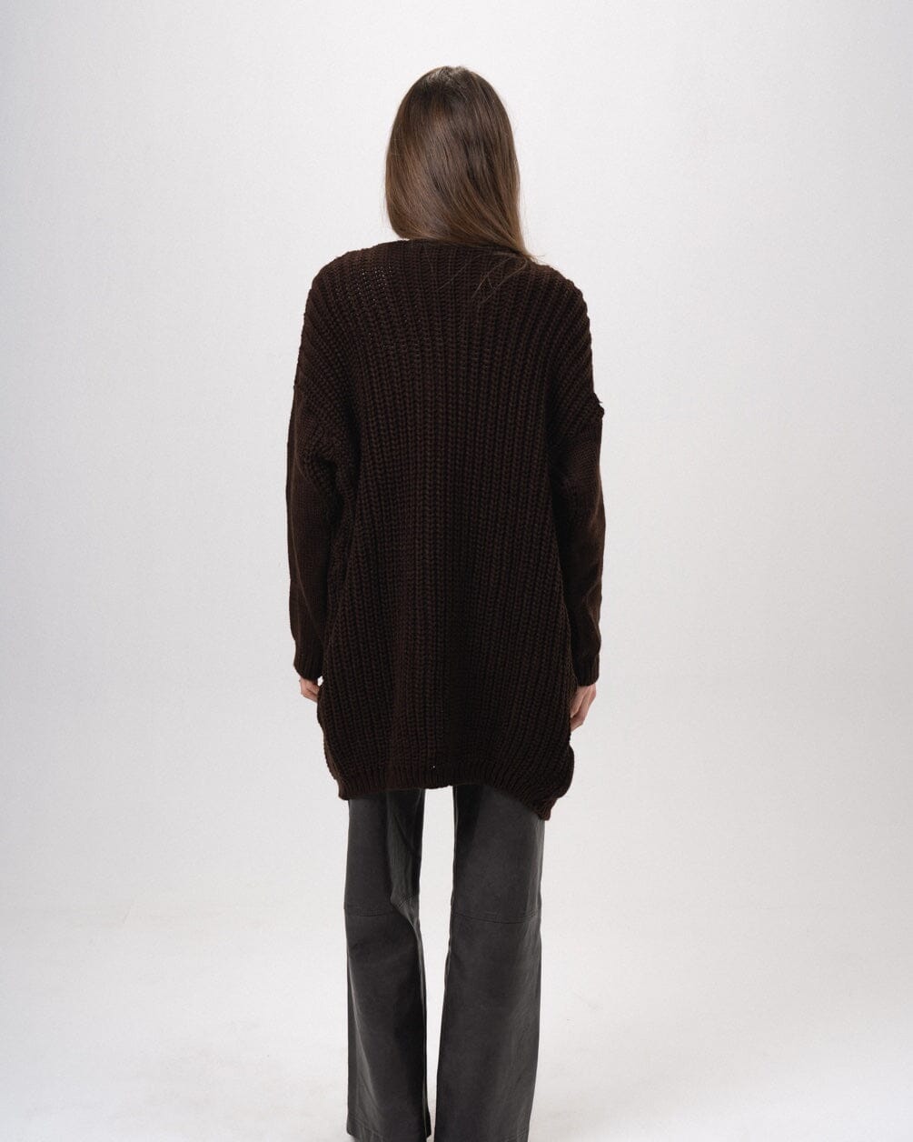 Brown Oversized Sleeves Cardigan Cardigans IN YOUR SHOE L-XL 