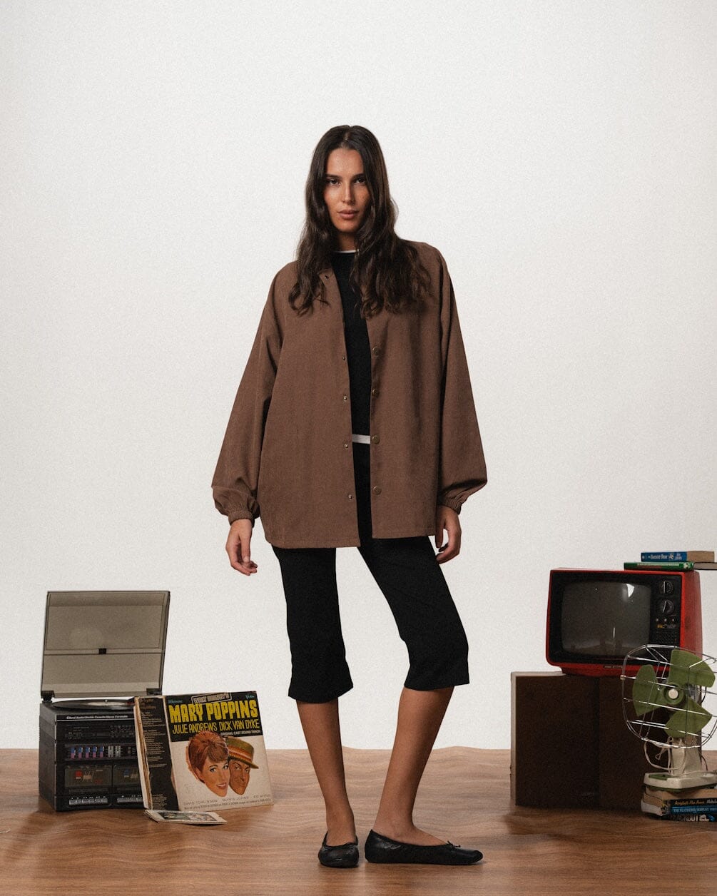 Brown Oversized Textured Windbreaker Windbreaker IN YOUR SHOE 