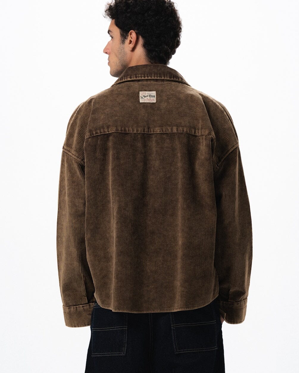Brown Oversized Washed Corduroy Shirt Corduroy Shirts IN YOUR SHOE L 