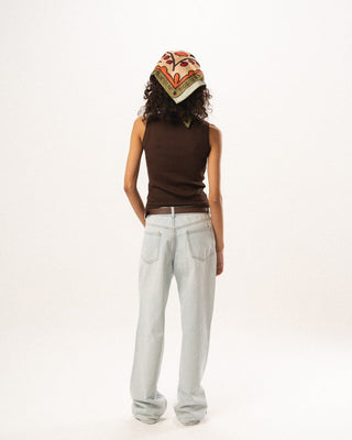 Brown Stitched Tank Top Tank Tops IN YOUR SHOE M 