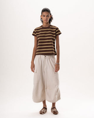 Brown Striped Loose Fit Baby Tee Baby Tees IN YOUR SHOE S 