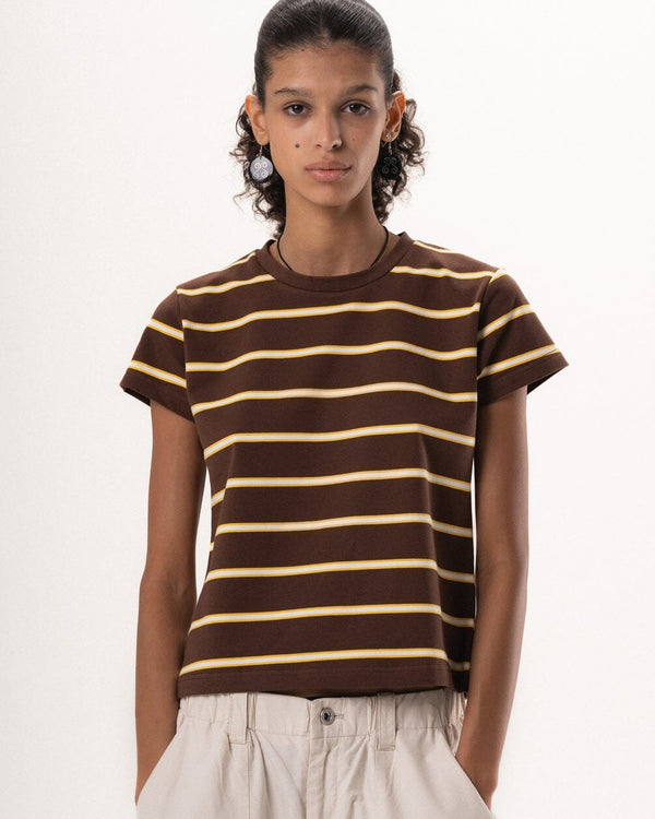 Brown Striped Loose Fit Baby Tee