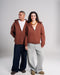 Brown Basic Oversized Zip-Up Hoodie