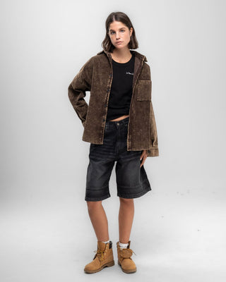 Brown Super Oversized Washed Corduroy Shirt Corduroy Shirts IN YOUR SHOE 
