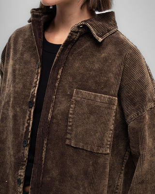 Brown Super Oversized Washed Corduroy Shirt Corduroy Shirts IN YOUR SHOE 