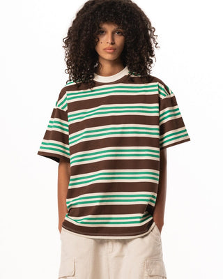 Brown Supernova Oversized Tee Striped Tees IN YOUR SHOE M 