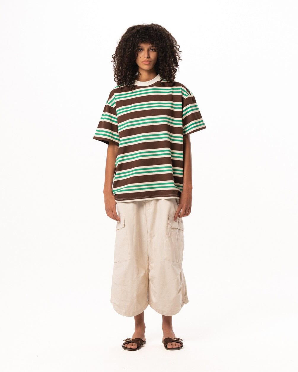 Brown Supernova Oversized Tee Striped Tees IN YOUR SHOE 