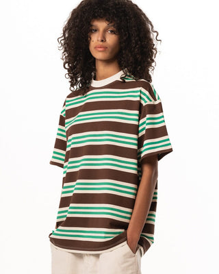Brown Supernova Oversized Tee Striped Tees IN YOUR SHOE 