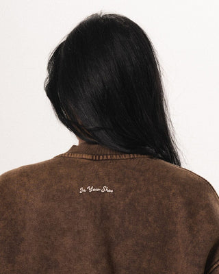 Brown Washed Boxy Crewneck Acid Washed Crewnecks IN YOUR SHOE 