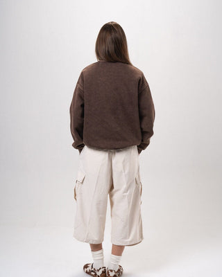 Brown Washed Oversized Crewneck Acid Washed Crewnecks IN YOUR SHOE XL 