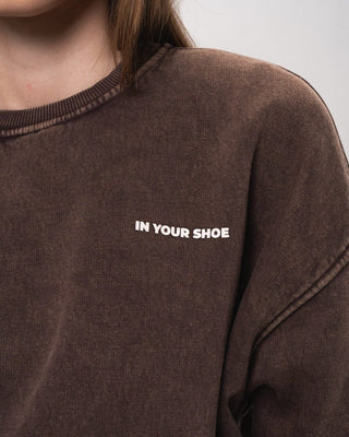 Brown Washed Oversized Crewneck Acid Washed Crewnecks IN YOUR SHOE 
