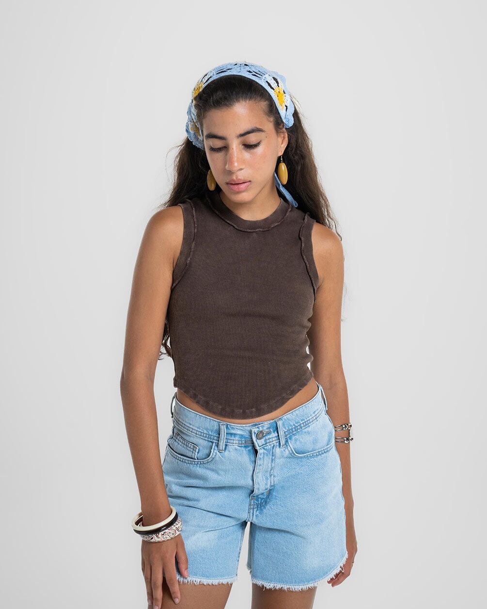 Brown Washed Tank Top Tank Tops IN YOUR SHOE M 