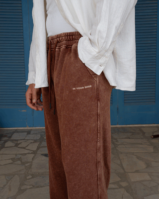 Brown Washed Wide Leg Swants Swants IN YOUR SHOE 
