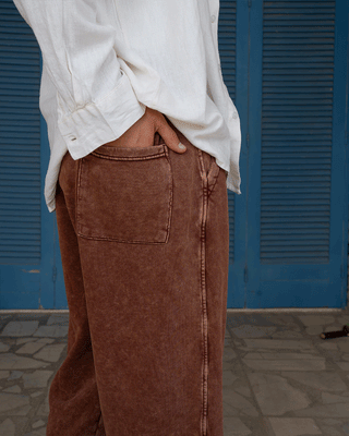Brown Washed Wide Leg Swants Swants IN YOUR SHOE 