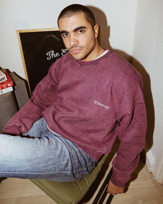 Burgundy Acid Washed Crewneck Acid Washed Crewnecks IN YOUR SHOE XL 