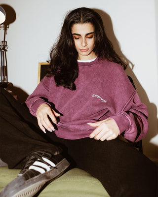 Burgundy Acid Washed Crewneck Acid Washed Crewnecks IN YOUR SHOE M 