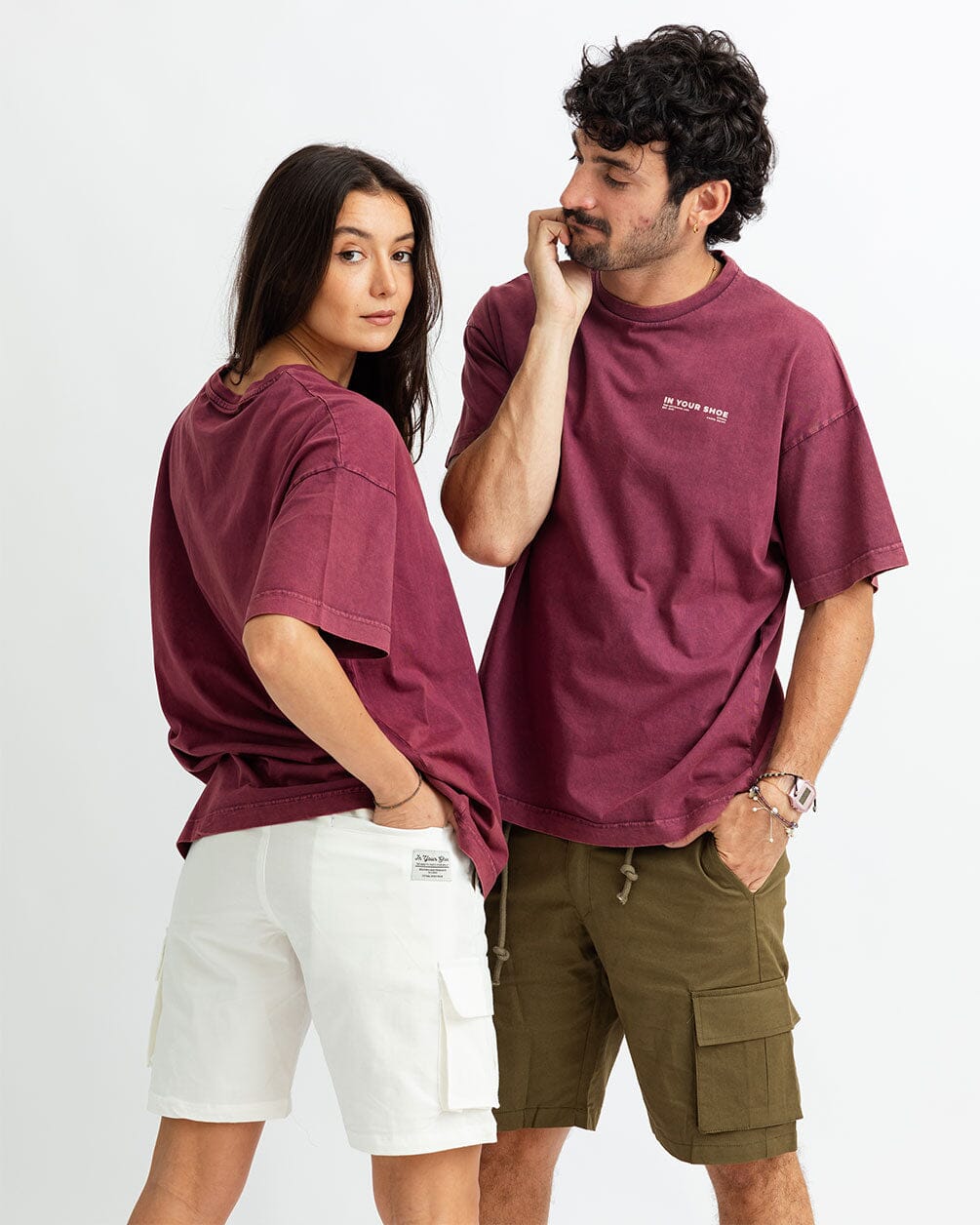 Burgundy Acid Washed Oversized Tee Washed Oversized Tee IN YOUR SHOE L 