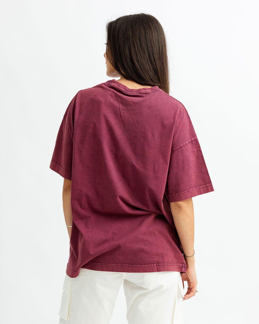 Burgundy Acid Washed Oversized Tee Washed Oversized Tee IN YOUR SHOE 