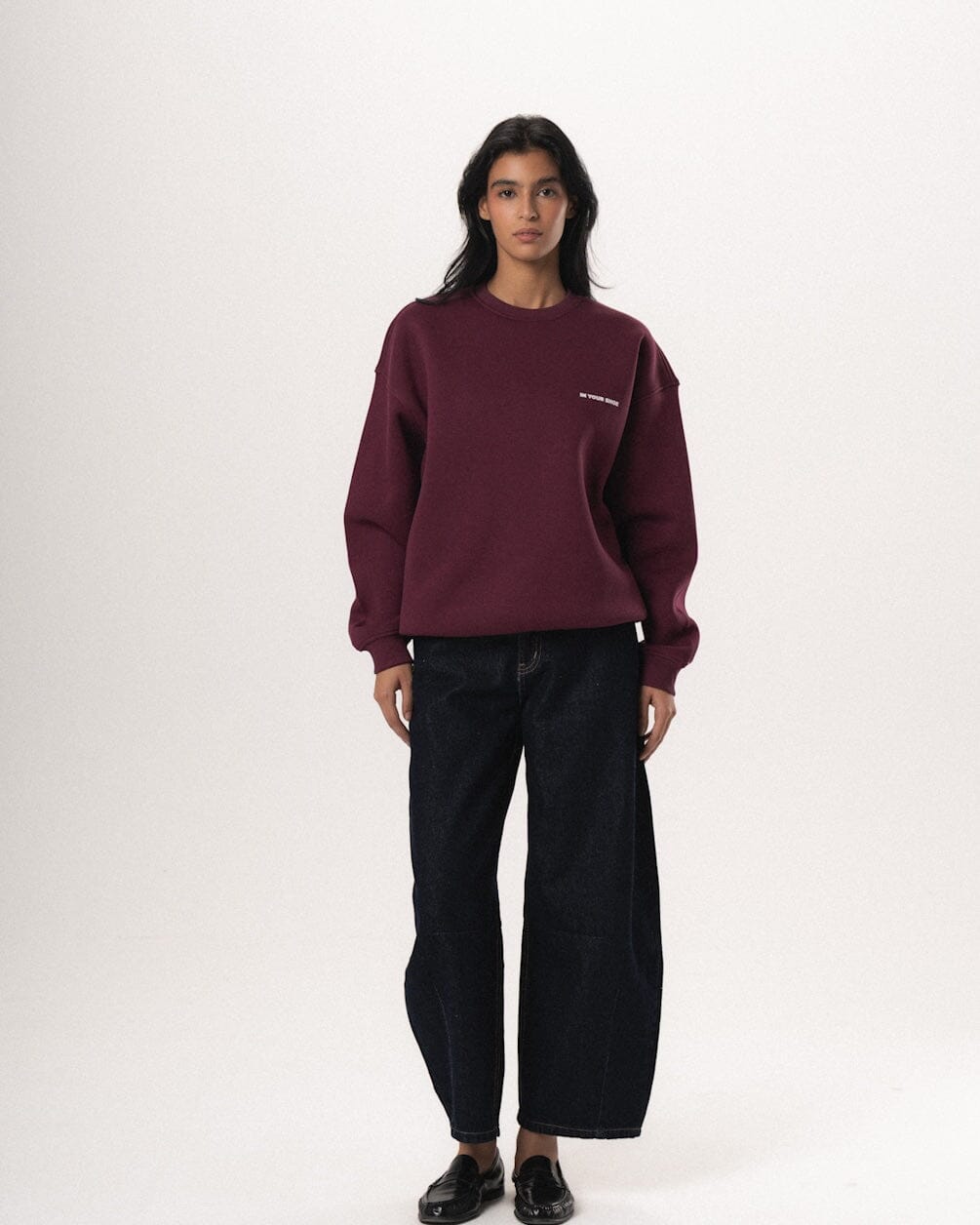 Burgundy Basic Oversized Crewneck Crewnecks IN YOUR SHOE XL 