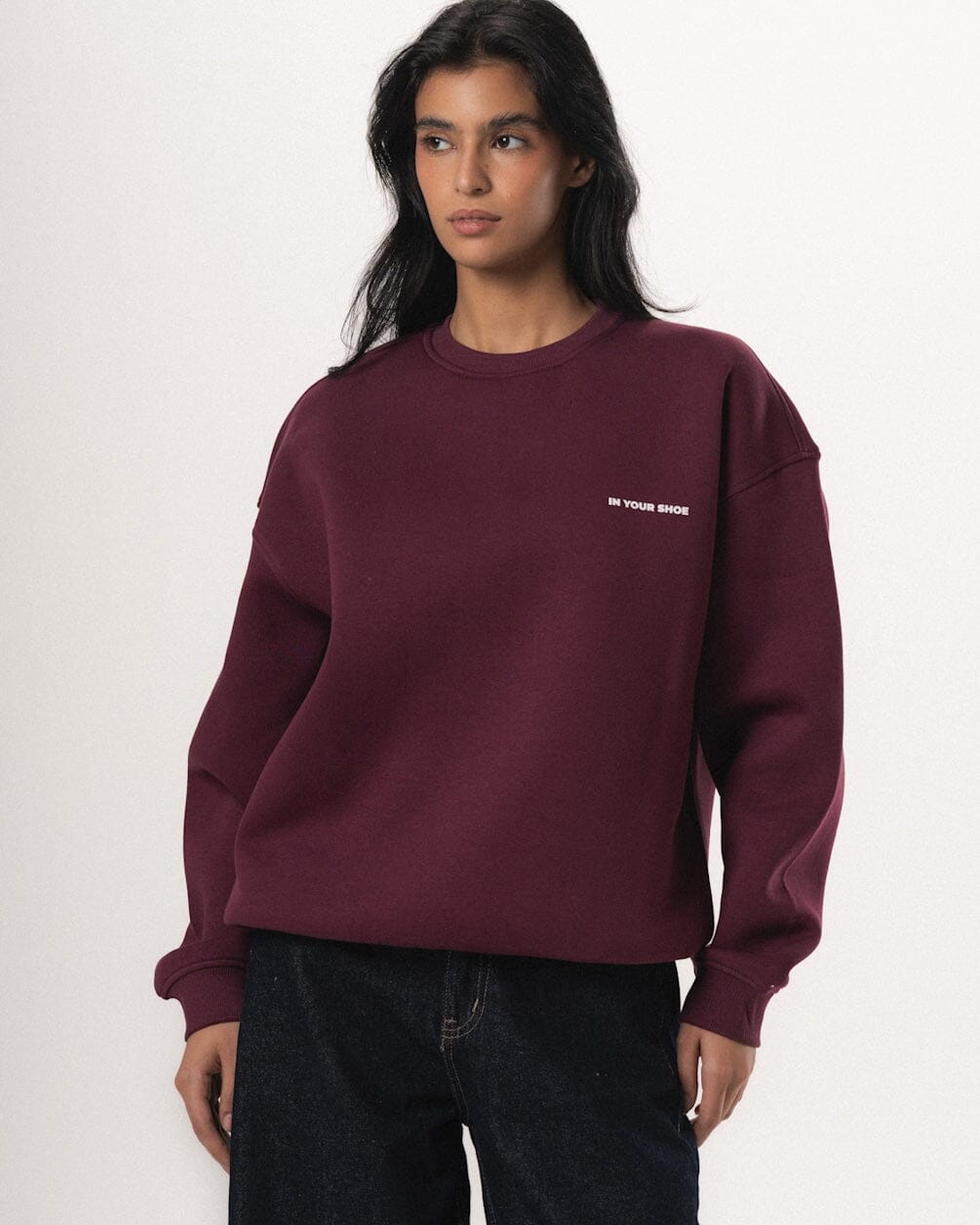 Burgundy Basic Oversized Crewneck Crewnecks IN YOUR SHOE M 